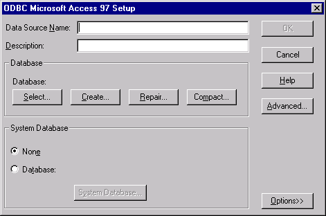 ODBC Microsoft Access screen