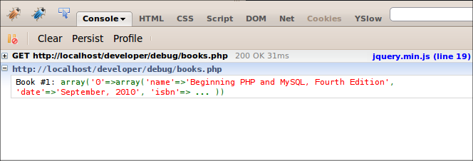Logging PHP debug messages to FireBug