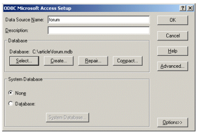 ODBC Microsoft Access Setup