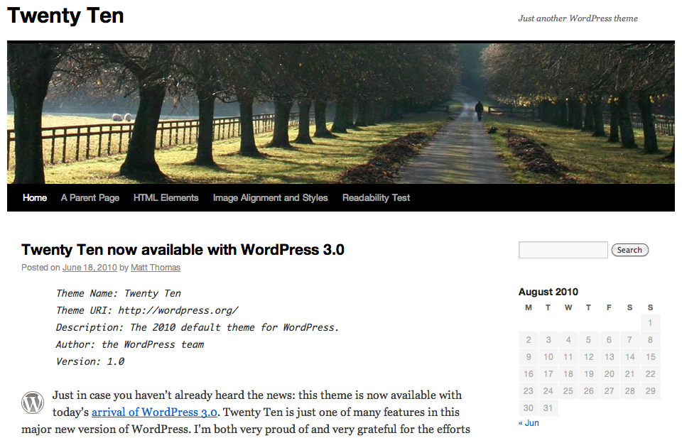 New WordPress 3.0 Theme: Twenty Ten